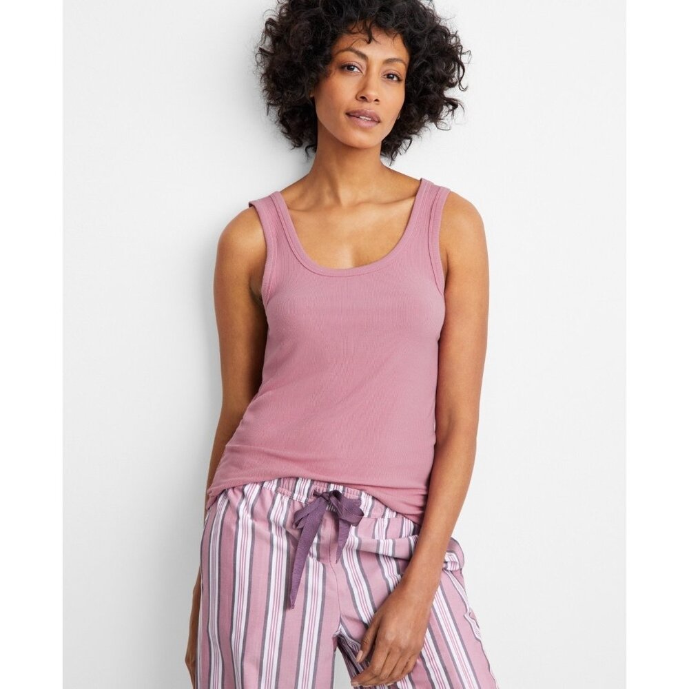 State of Day Women's Ribbed Modal Sleep Tank Top Pink Plus Size 3X